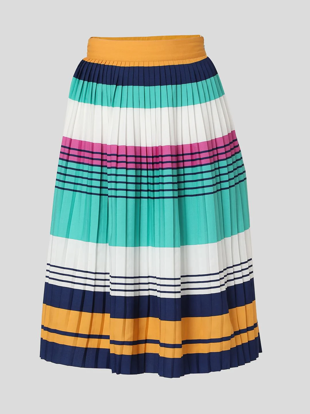 Multi-Coloured Striped Pleated Co-Ord Set Skirt - Image 7