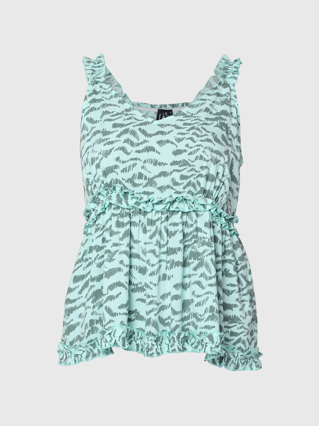 Green Printed Peplum Top - Image 7