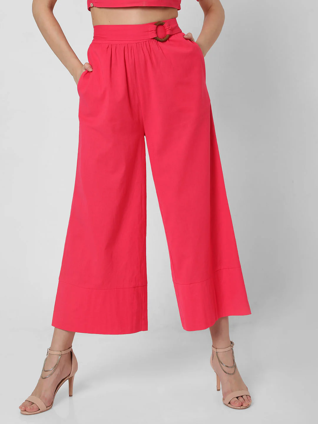 Pink High Rise Flared Co-Ord Set Pants - Image 2