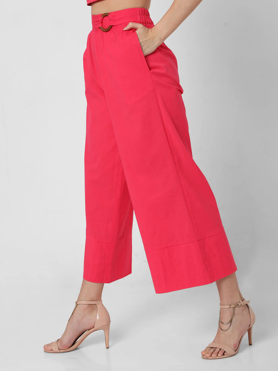 Pink High Rise Flared Co-Ord Set Pants - Image 3