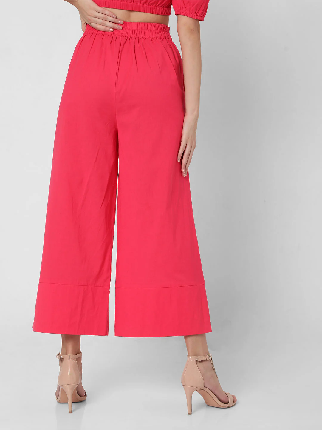 Pink High Rise Flared Co-Ord Set Pants - Image 4