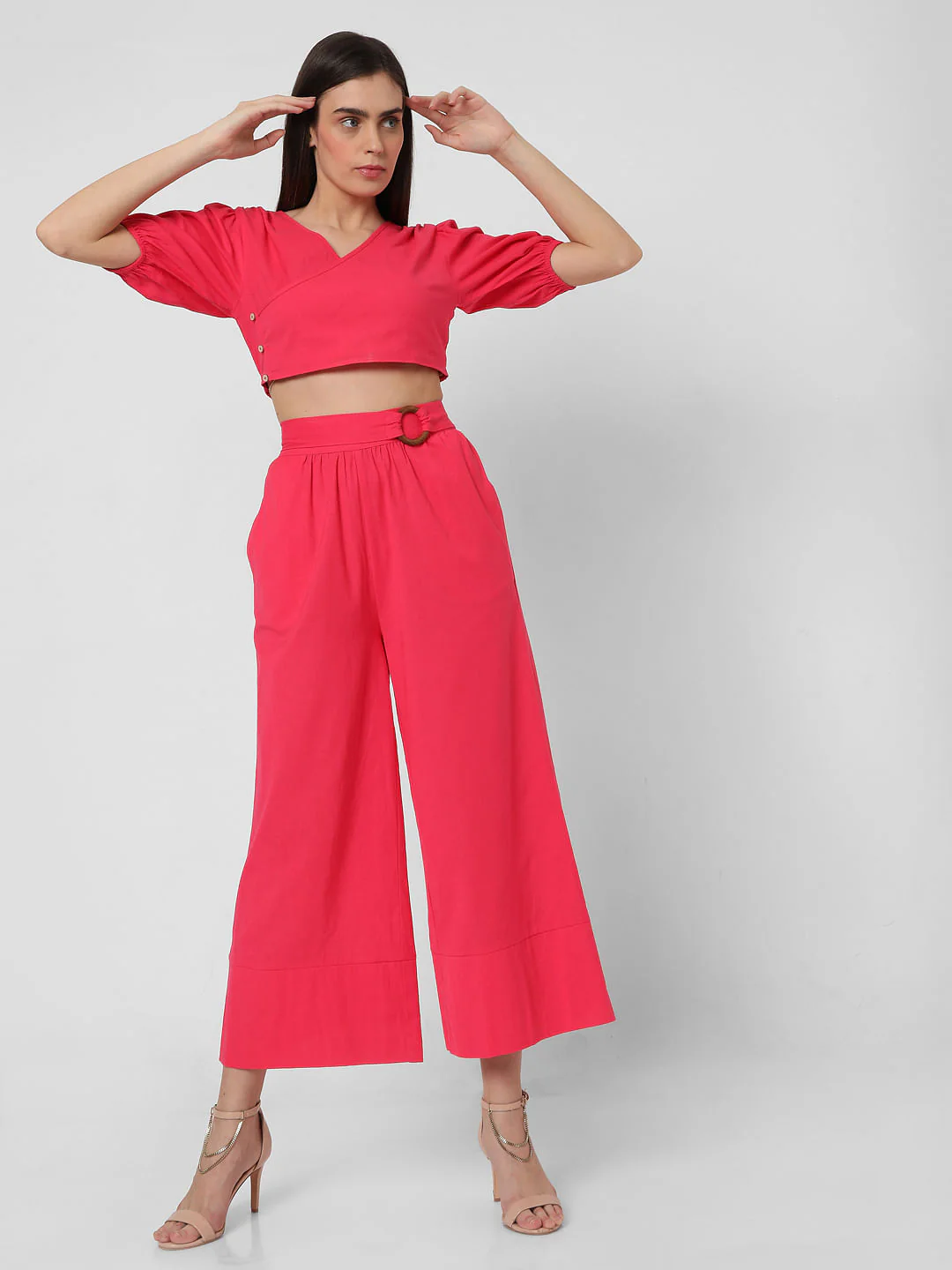 Pink High Rise Flared Co-Ord Set Pants - Image 5