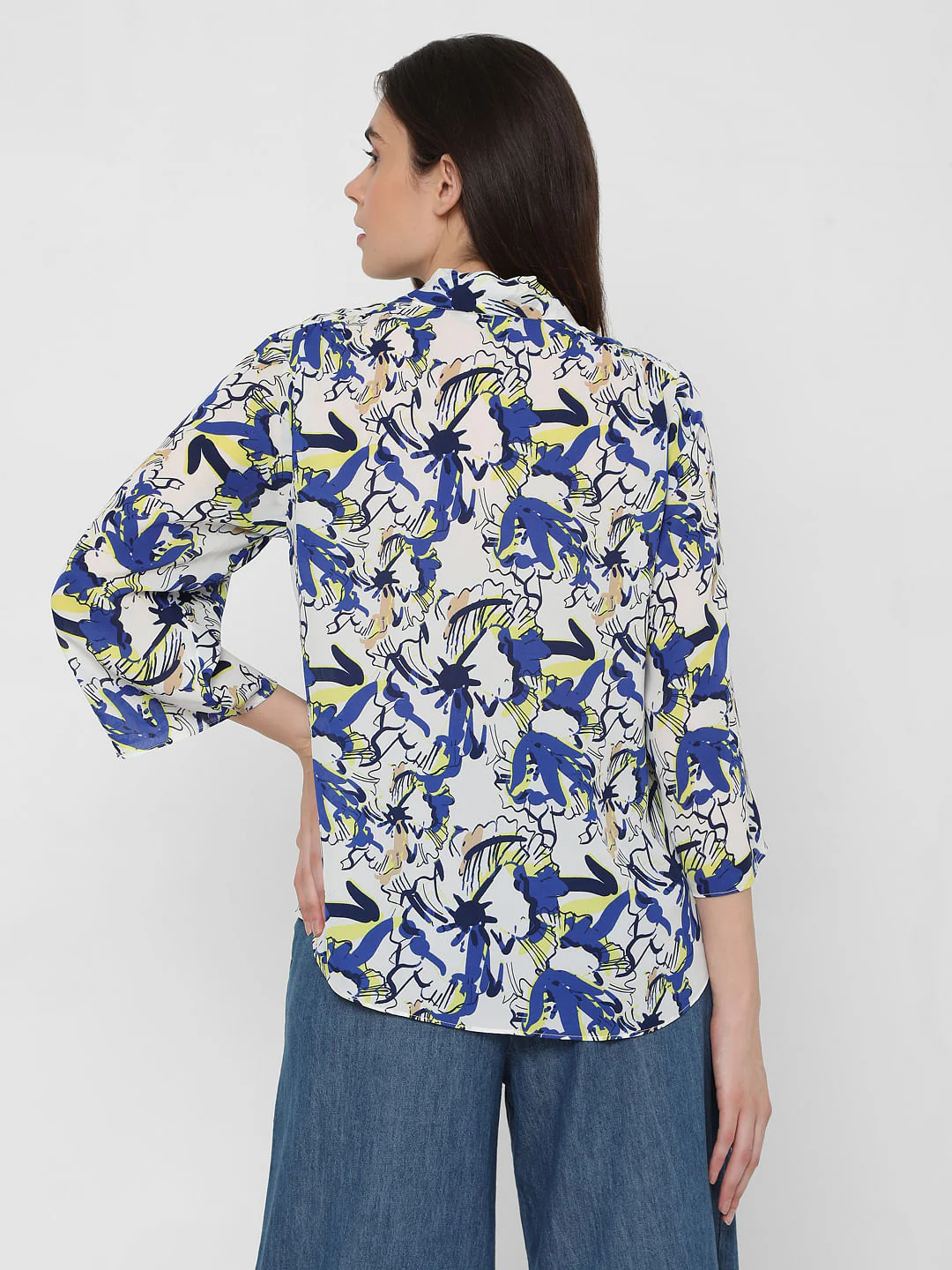 White Abstract Garden Print Top - Image 4