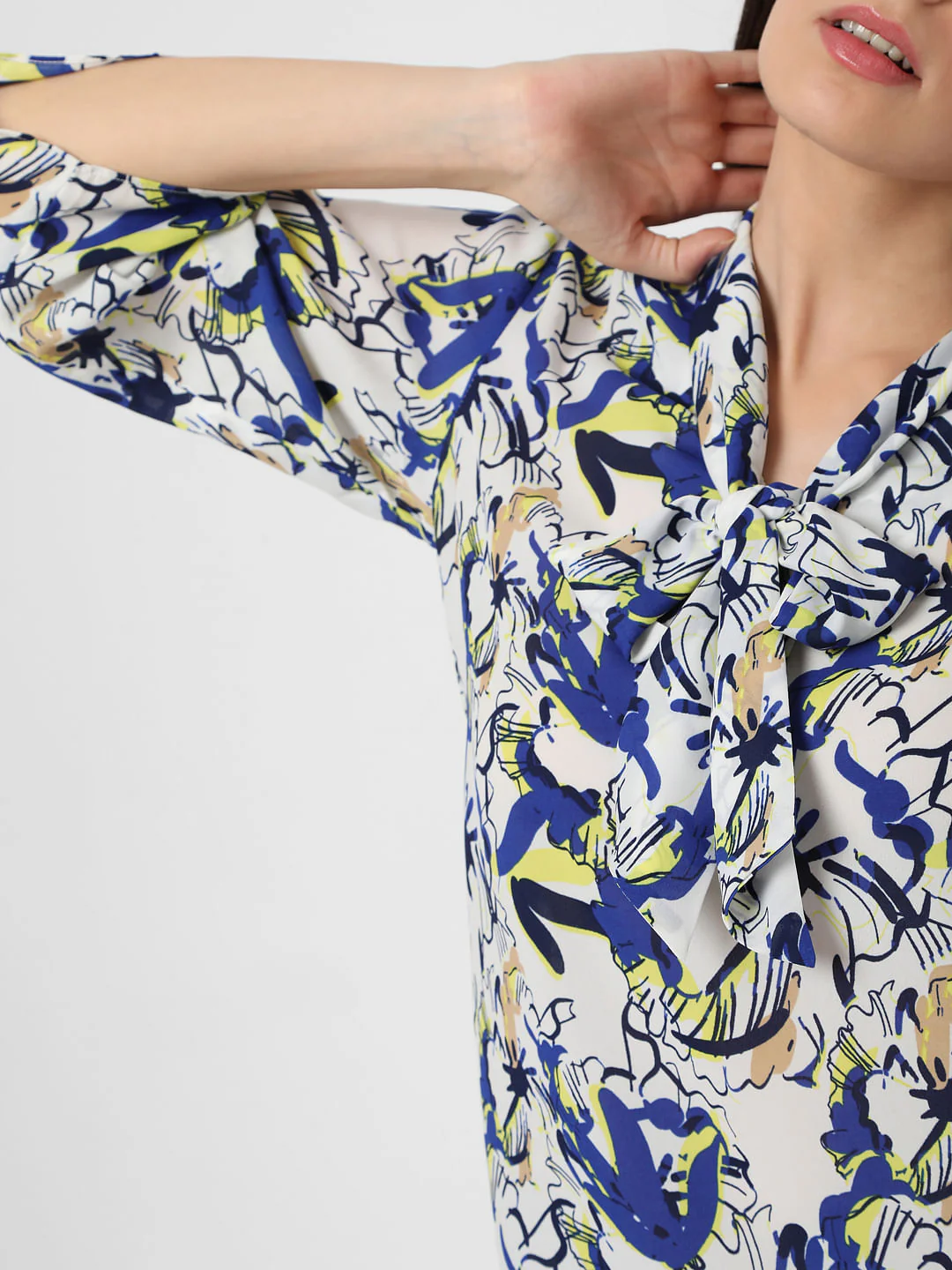 White Abstract Garden Print Top - Image 6