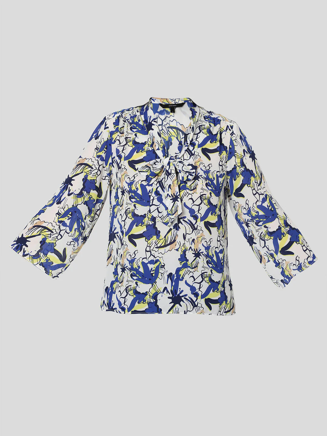 White Abstract Garden Print Top - Image 7