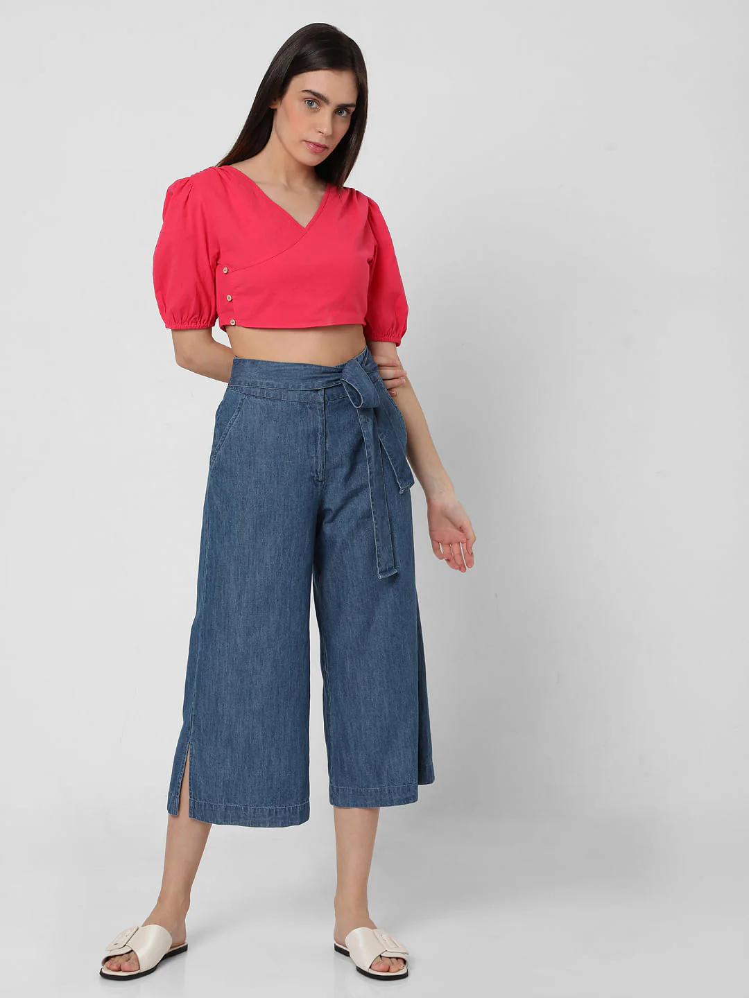 Pink Puff Sleeves Co-Ord Set Crop Top - Image 5