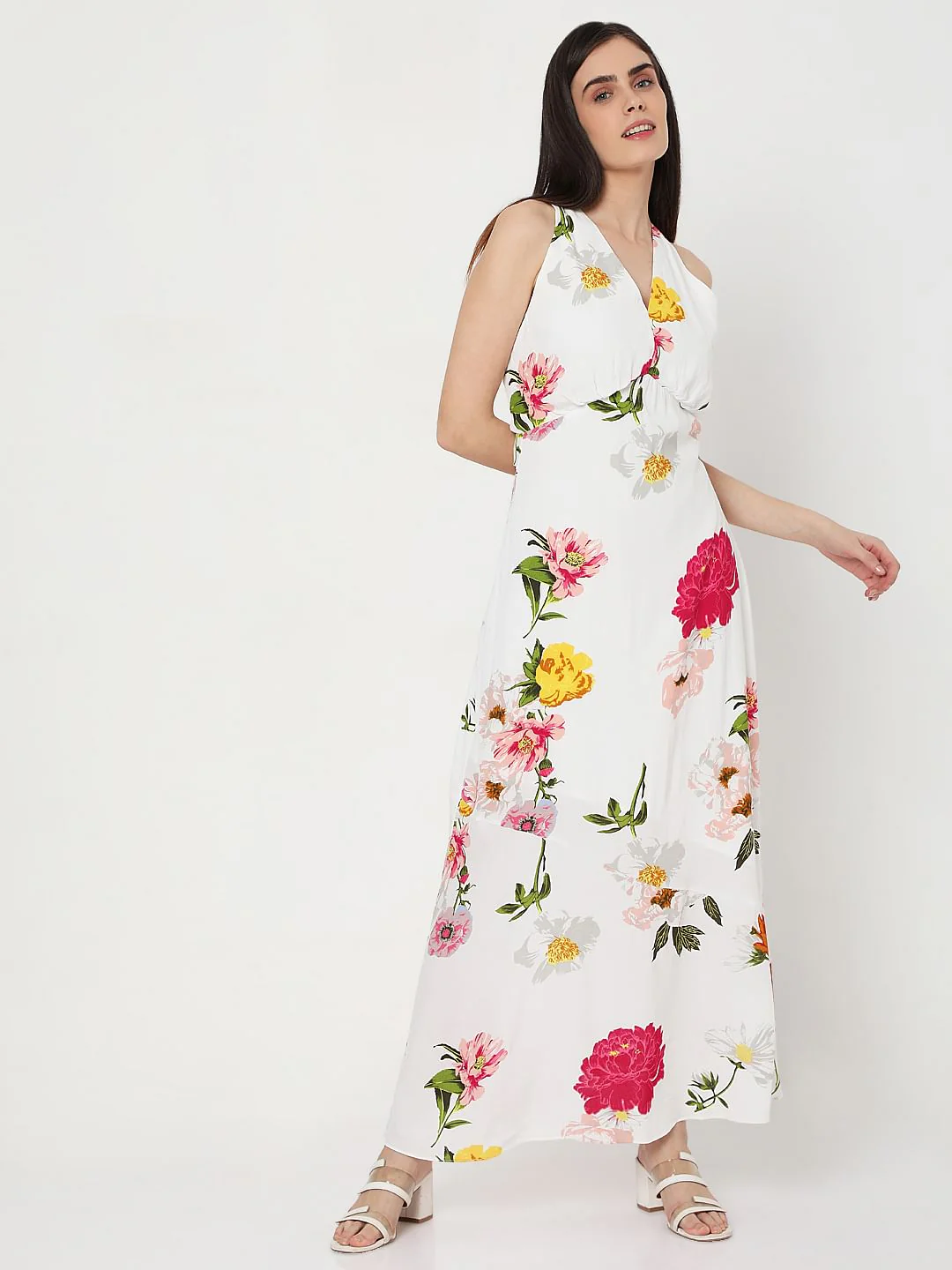 White Floral Maxi Dress - Image 2