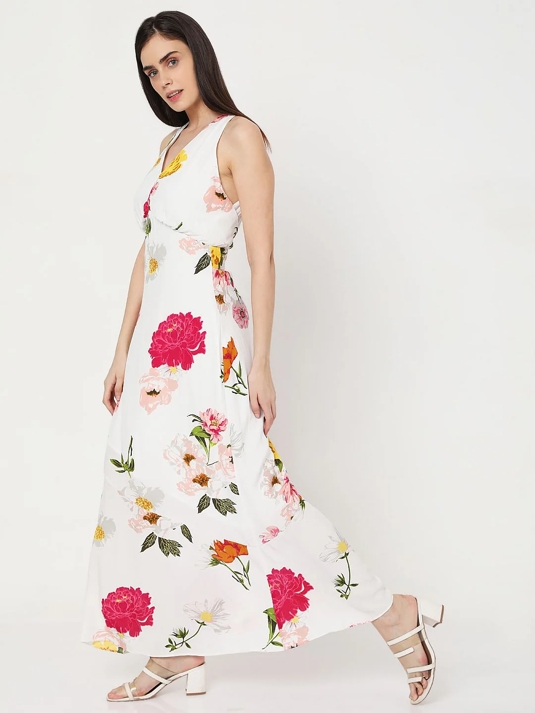 White Floral Maxi Dress - Image 3