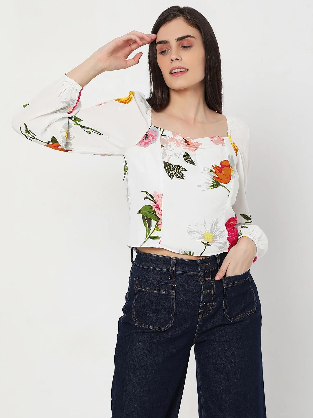 White Floral Top - Image 2