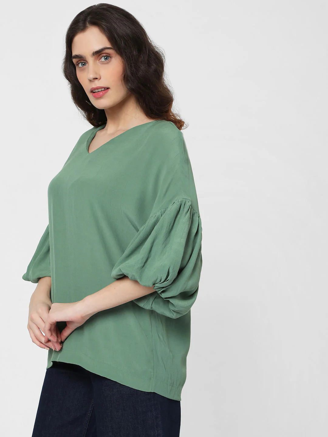 Green Puff Sleeves Top - Image 3