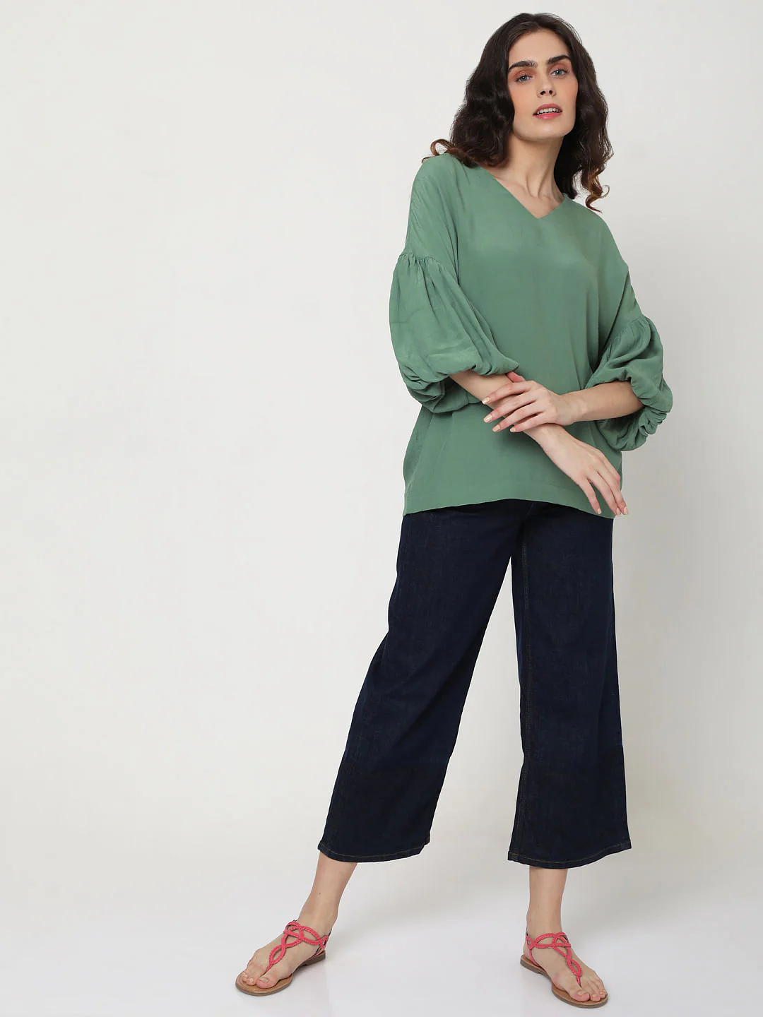 Green Puff Sleeves Top - Image 5