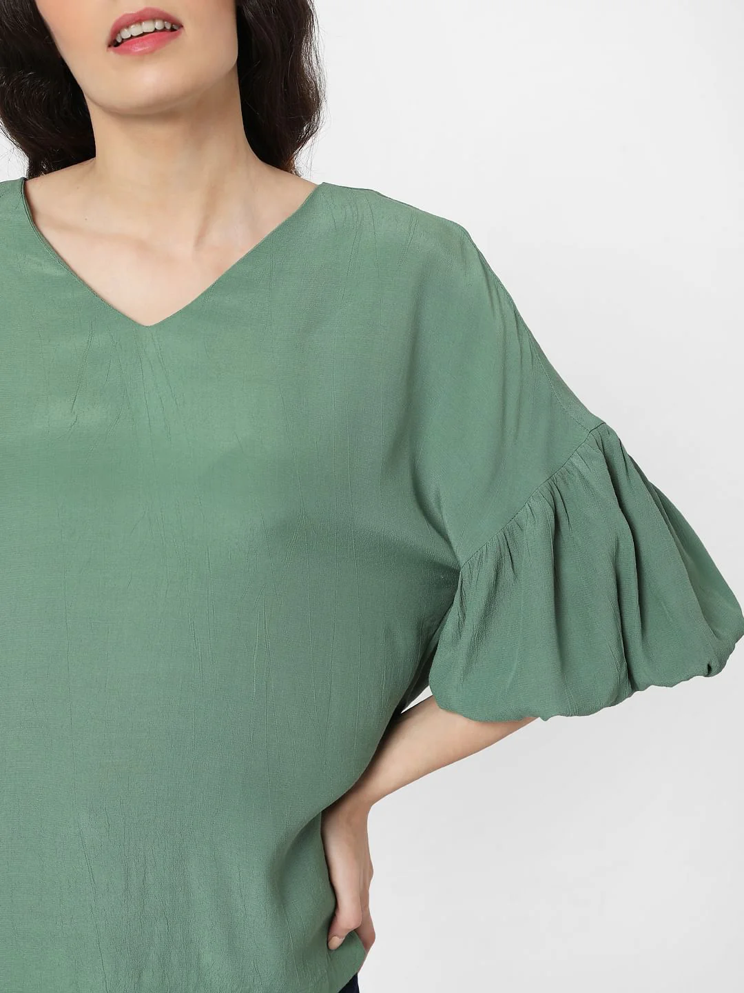 Green Puff Sleeves Top - Image 6