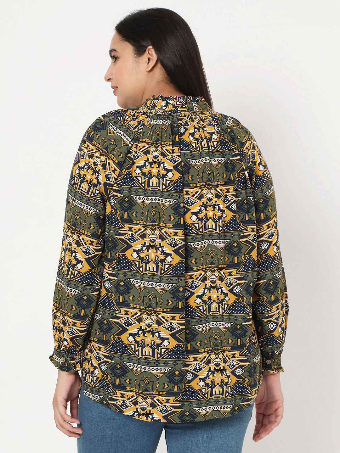 Curve Green Aztec Print Top - Image 4