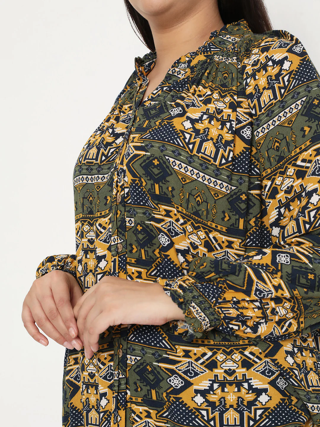 Curve Green Aztec Print Top - Image 6