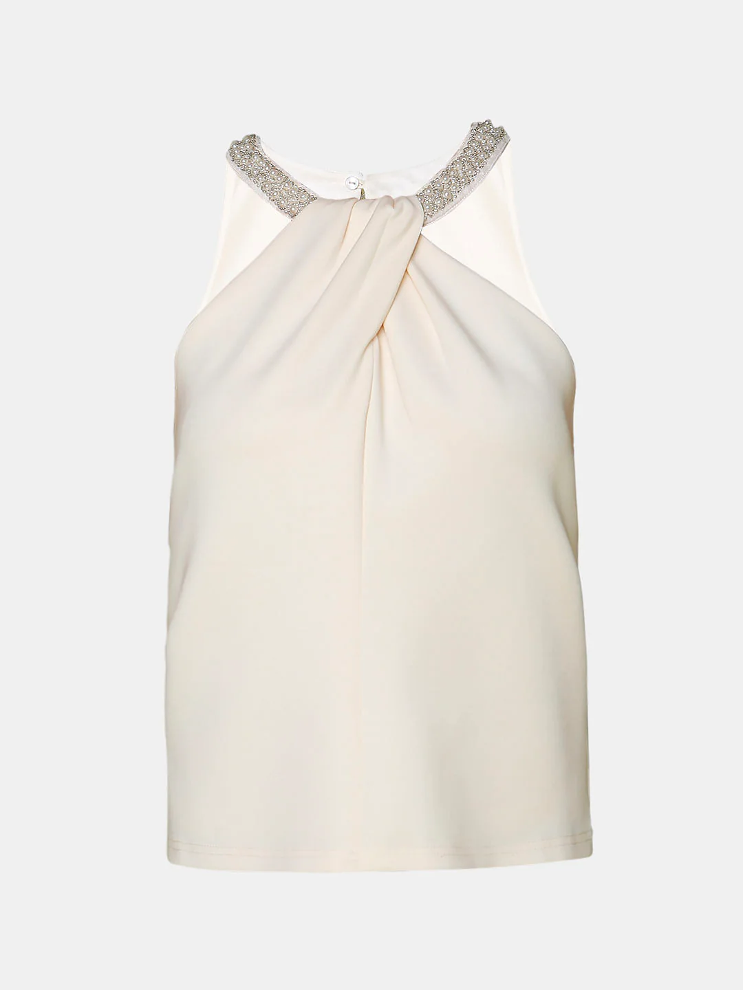 Marquee Off-White Embellished Halter Neck Top - Image 7