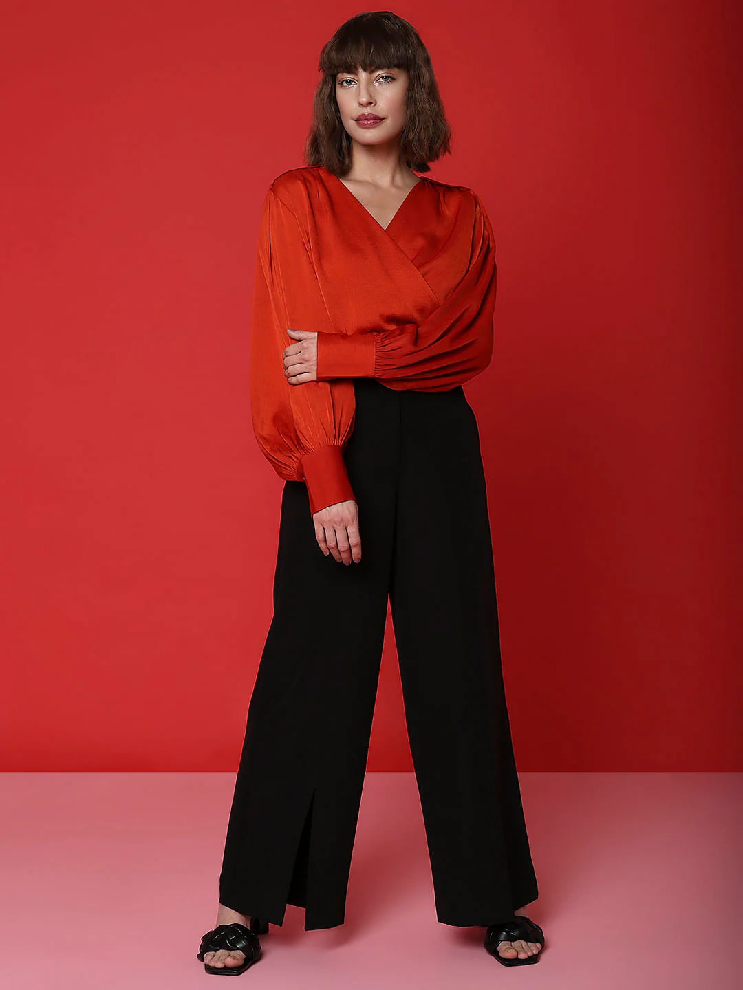 Marquee Red Overlap Cropped Top - Image 5