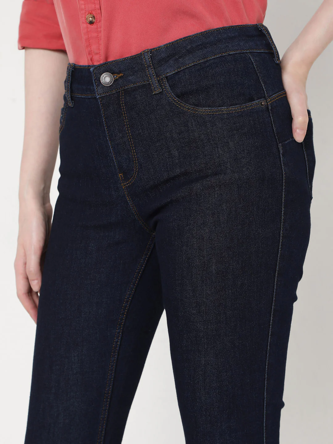 Blue Mid Rise Skinny Jeans - Image 5