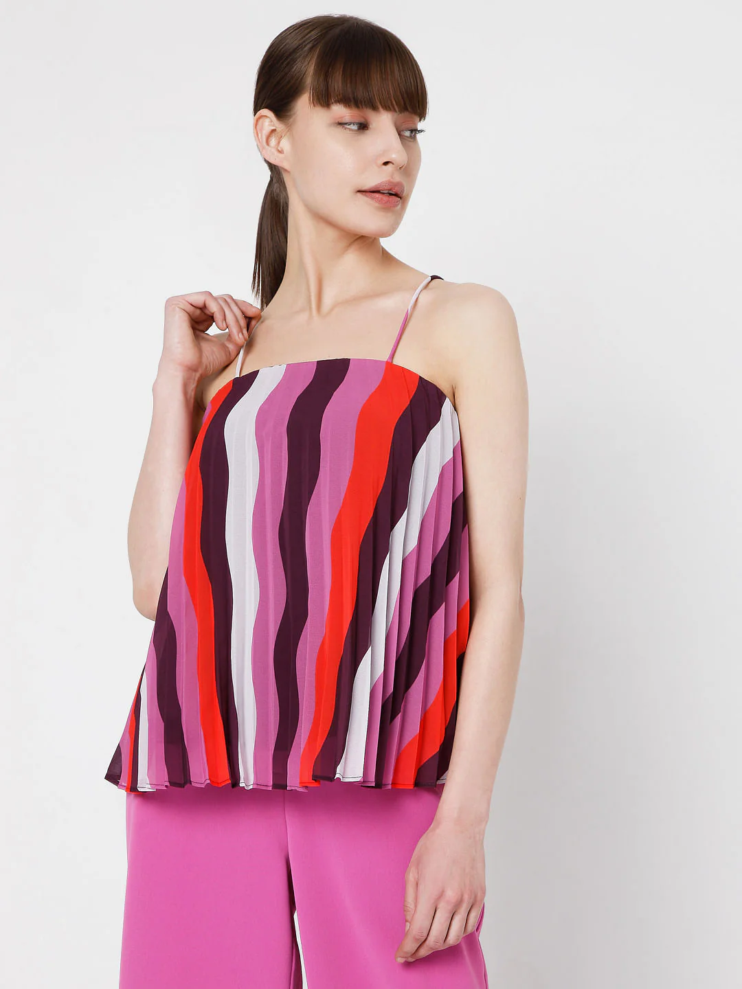 Purple Asymmetrical Striped Top - Image 2