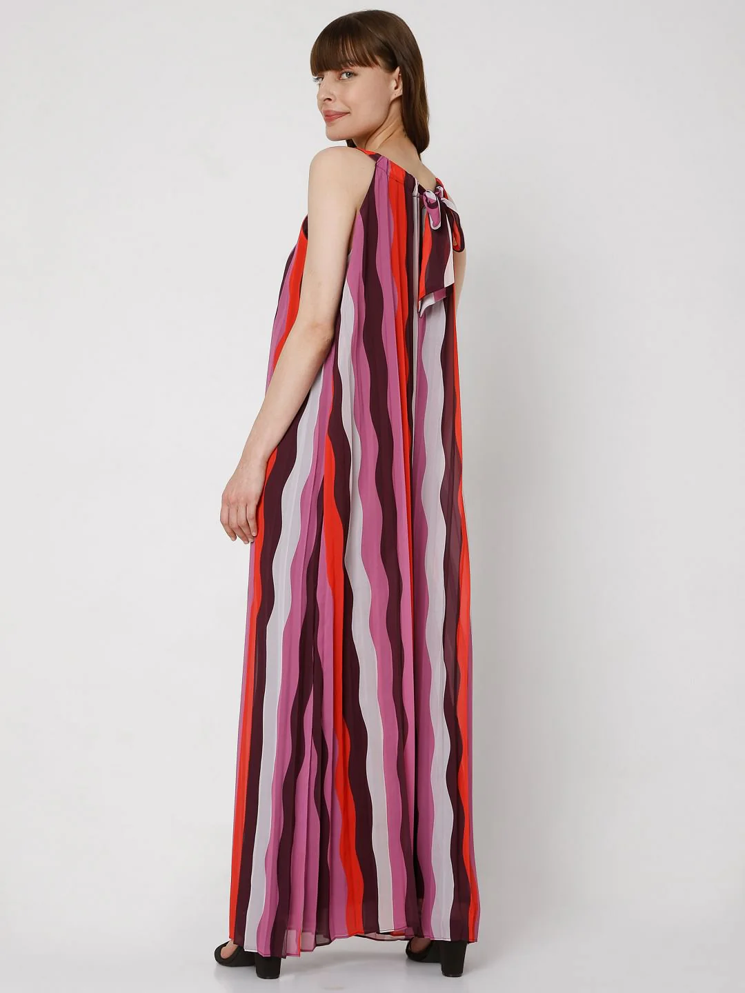Purple Asymmetrical Striped Jumpsuit - Image 4