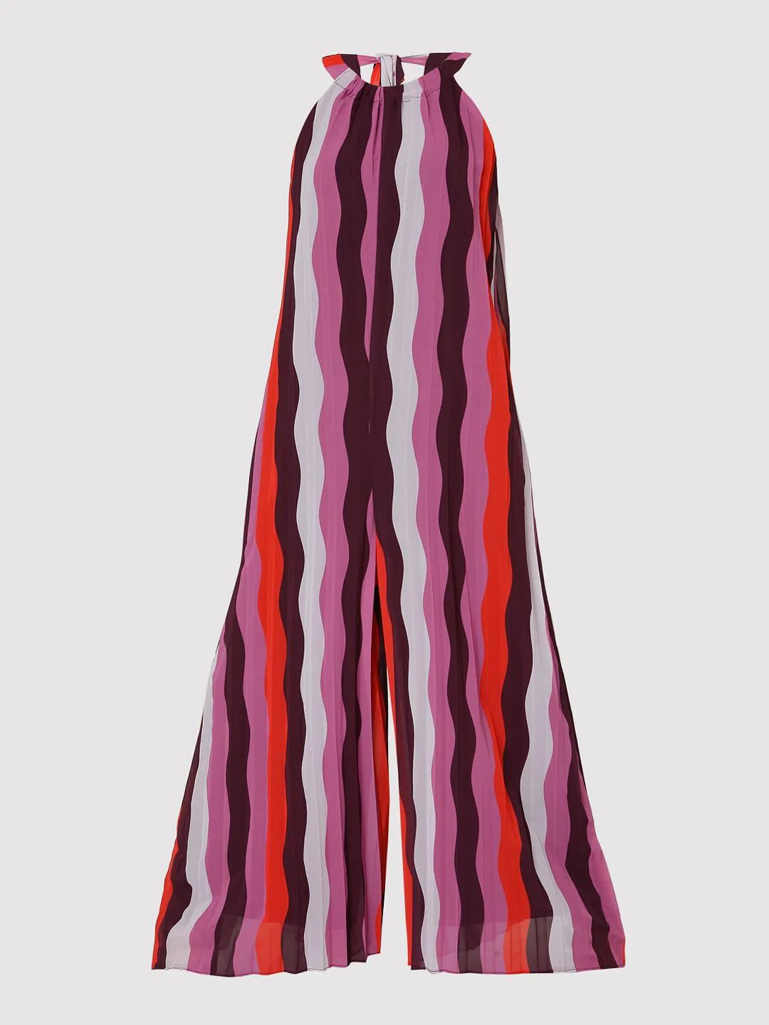 Purple Asymmetrical Striped Jumpsuit - Image 6