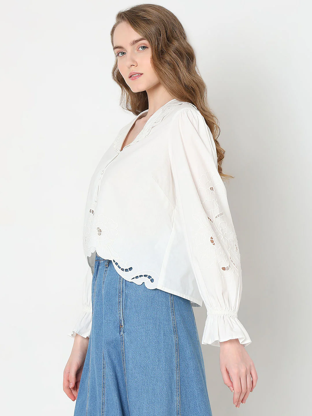 White Cut-Work Detail Top - Image 3