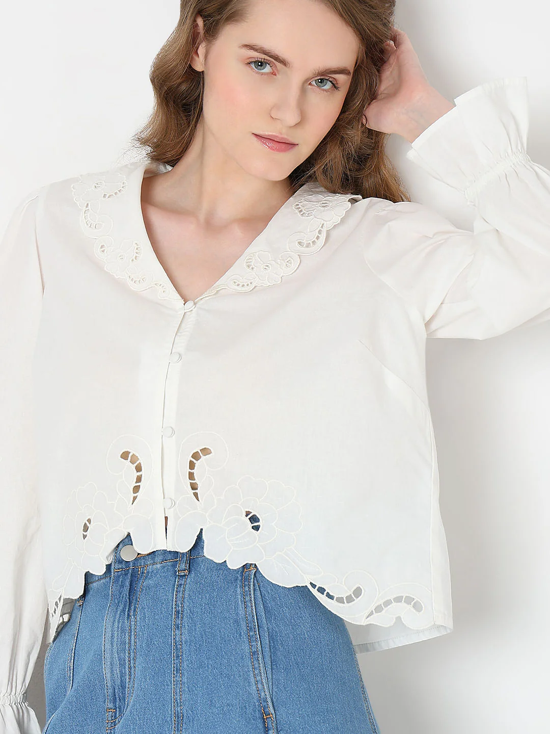 White Cut-Work Detail Top - Image 6