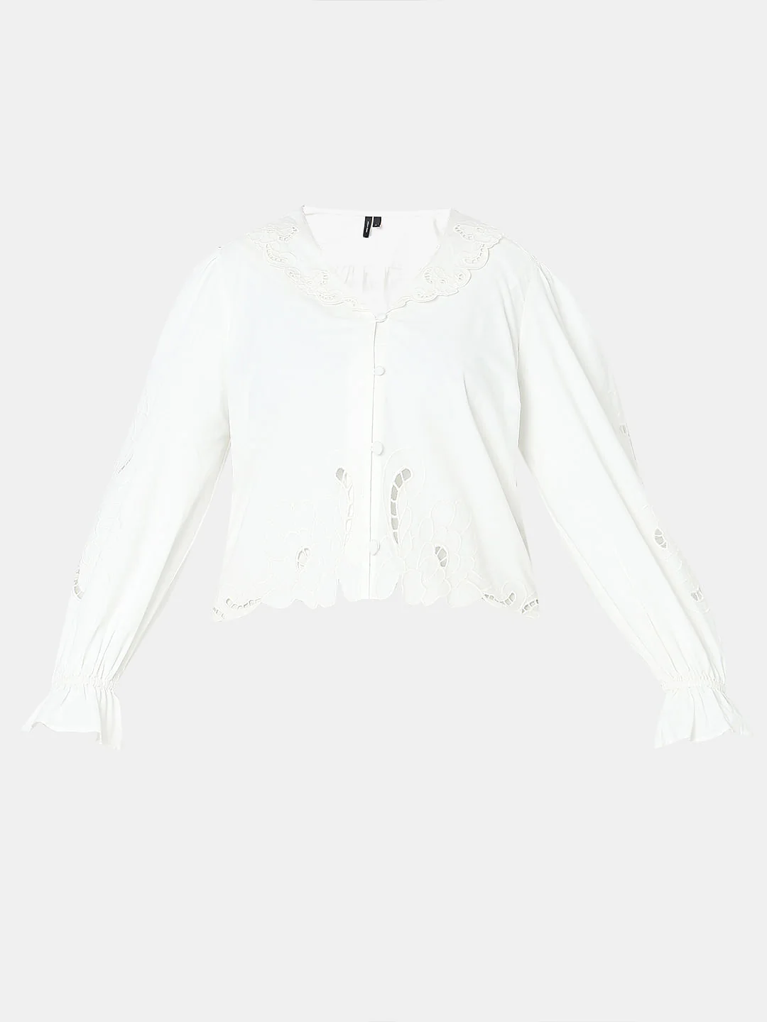 White Cut-Work Detail Top - Image 7