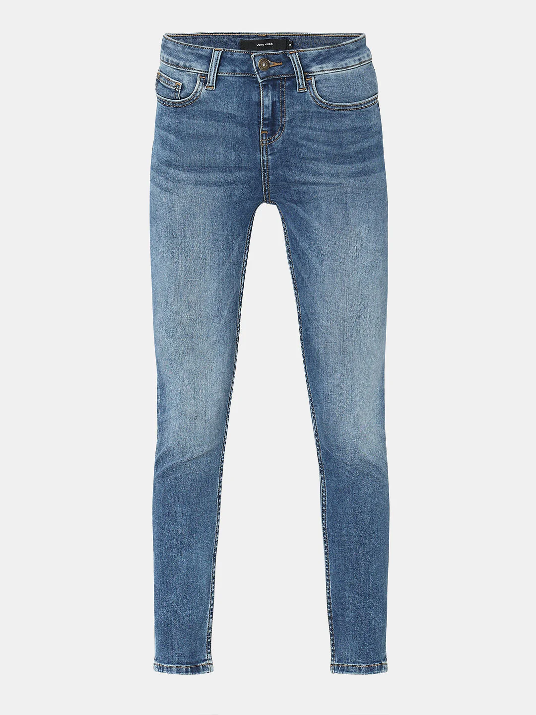 Blue Mid Rise Skinny Jeans - Image 7