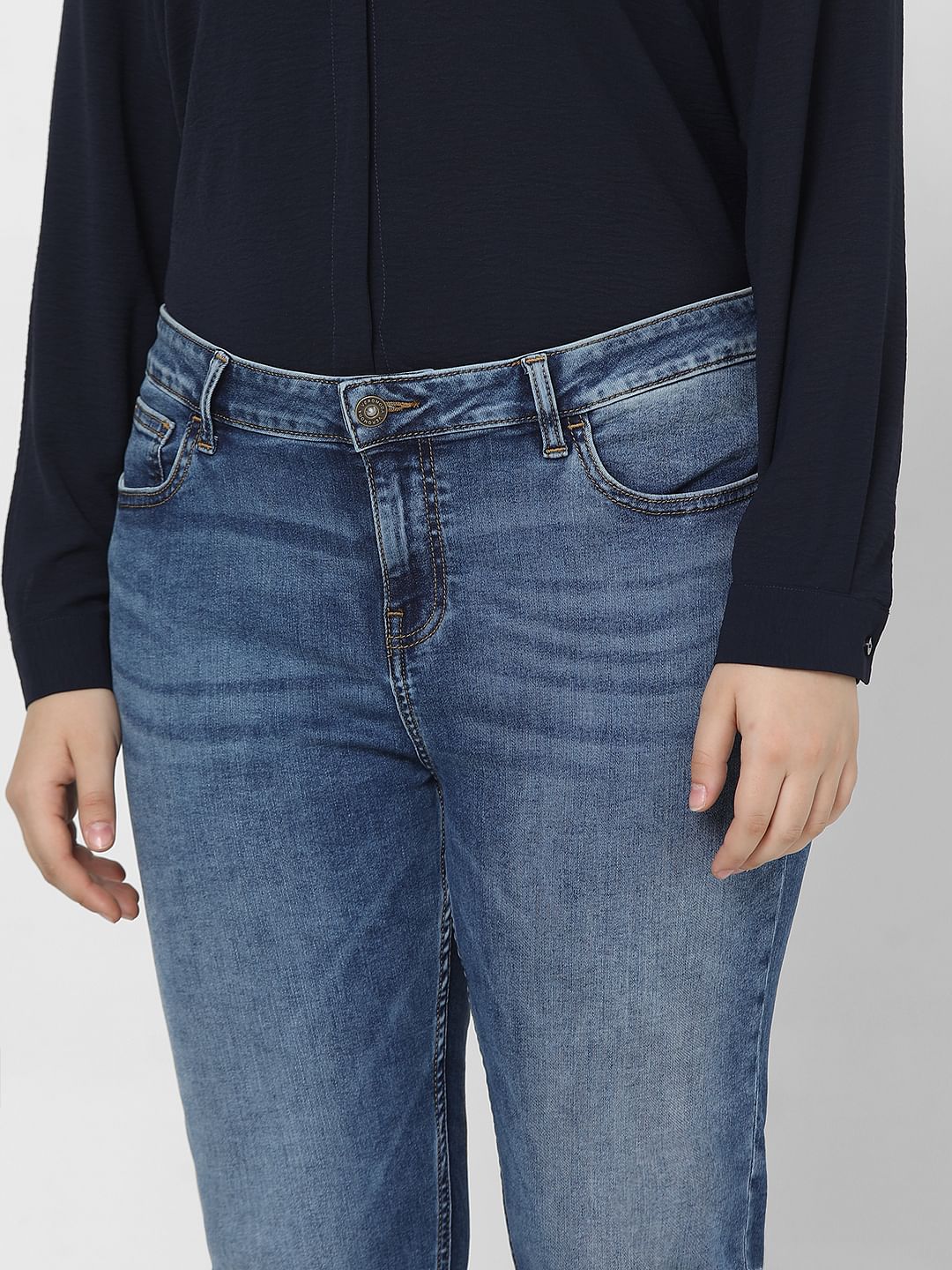 Curve Blue Mid Rise Skinny Fit Jeans - Image 6