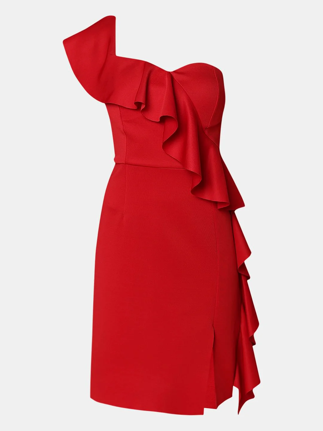Marquee Red One Shoulder Bodycon Dress - Image 6