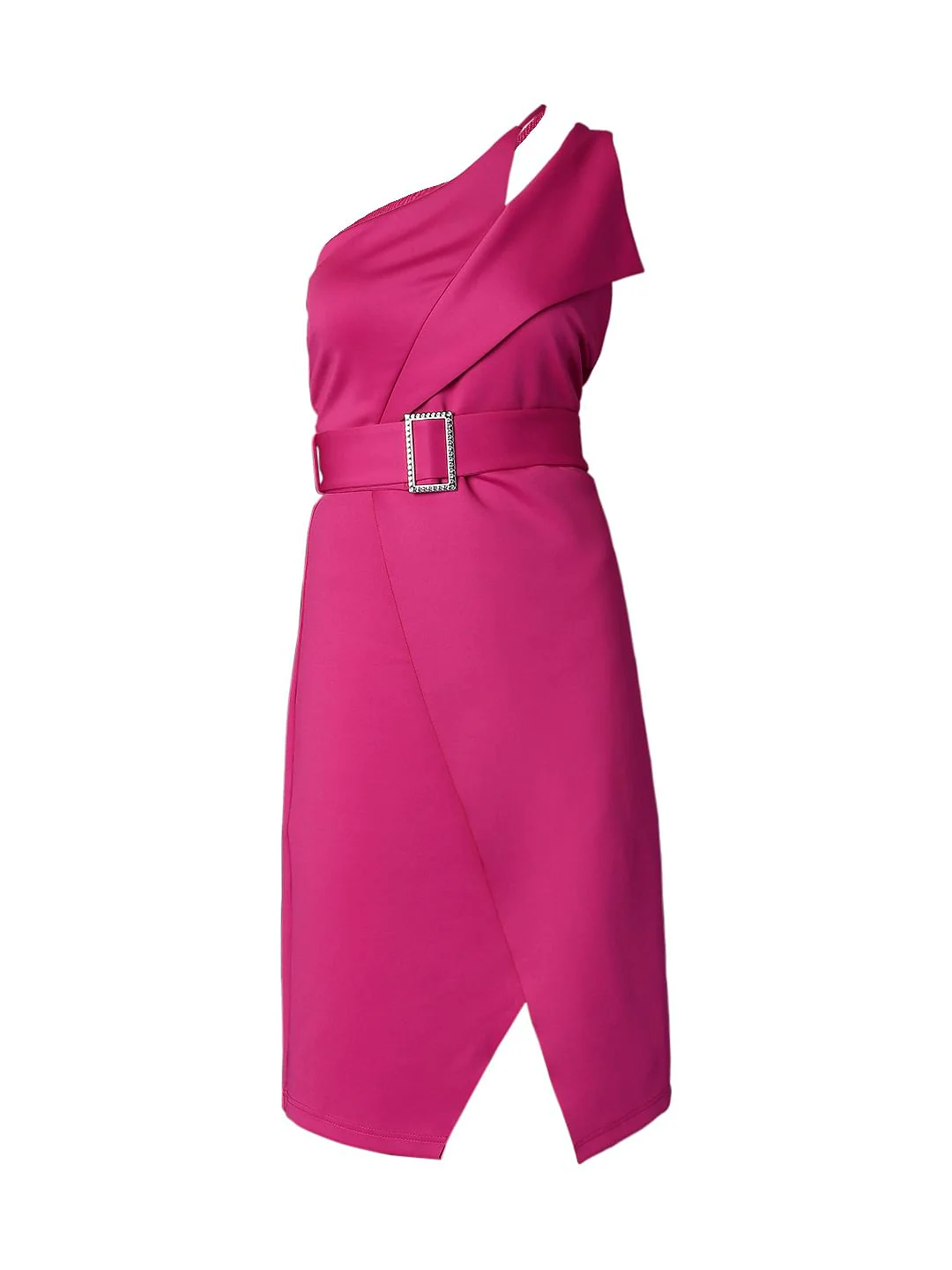 Marquee Pink One-Shoulder Midi Dress - Image 5