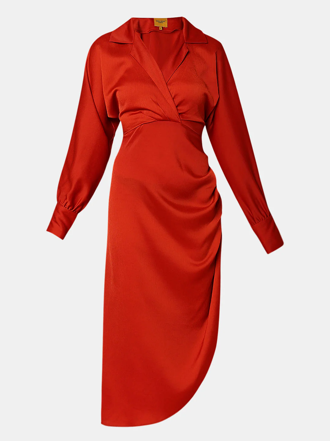 Marquee Red Asymmetric Shirt Dress - Image 6
