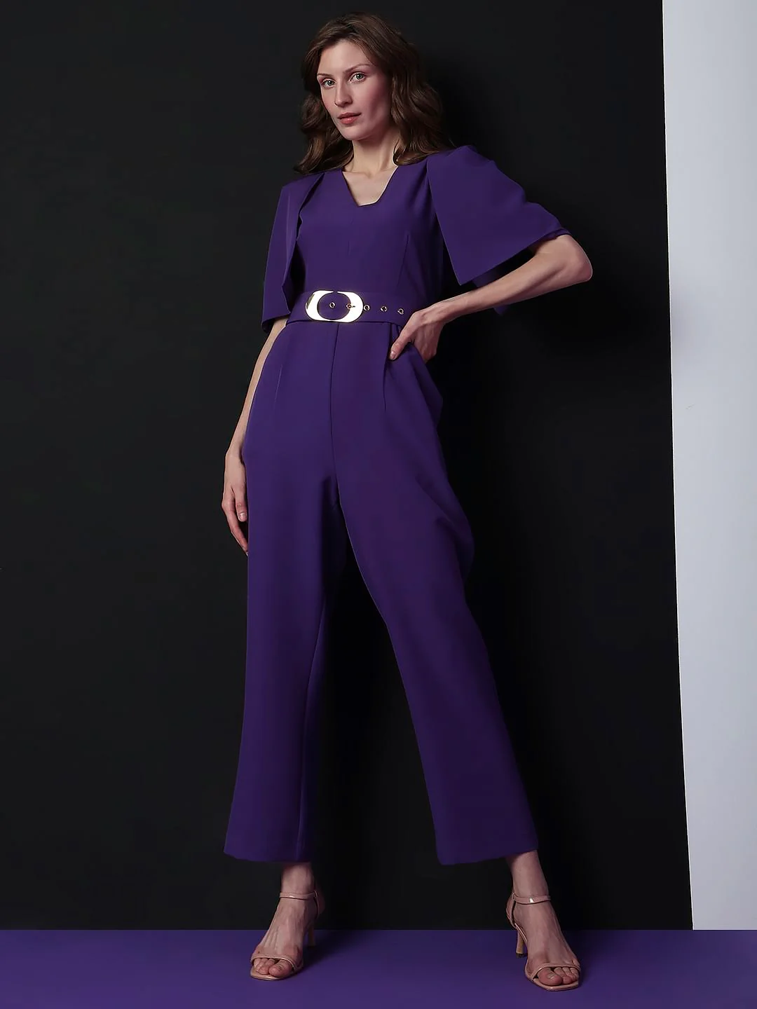 Marquee Purple Cape Jumpsuit - Image 2