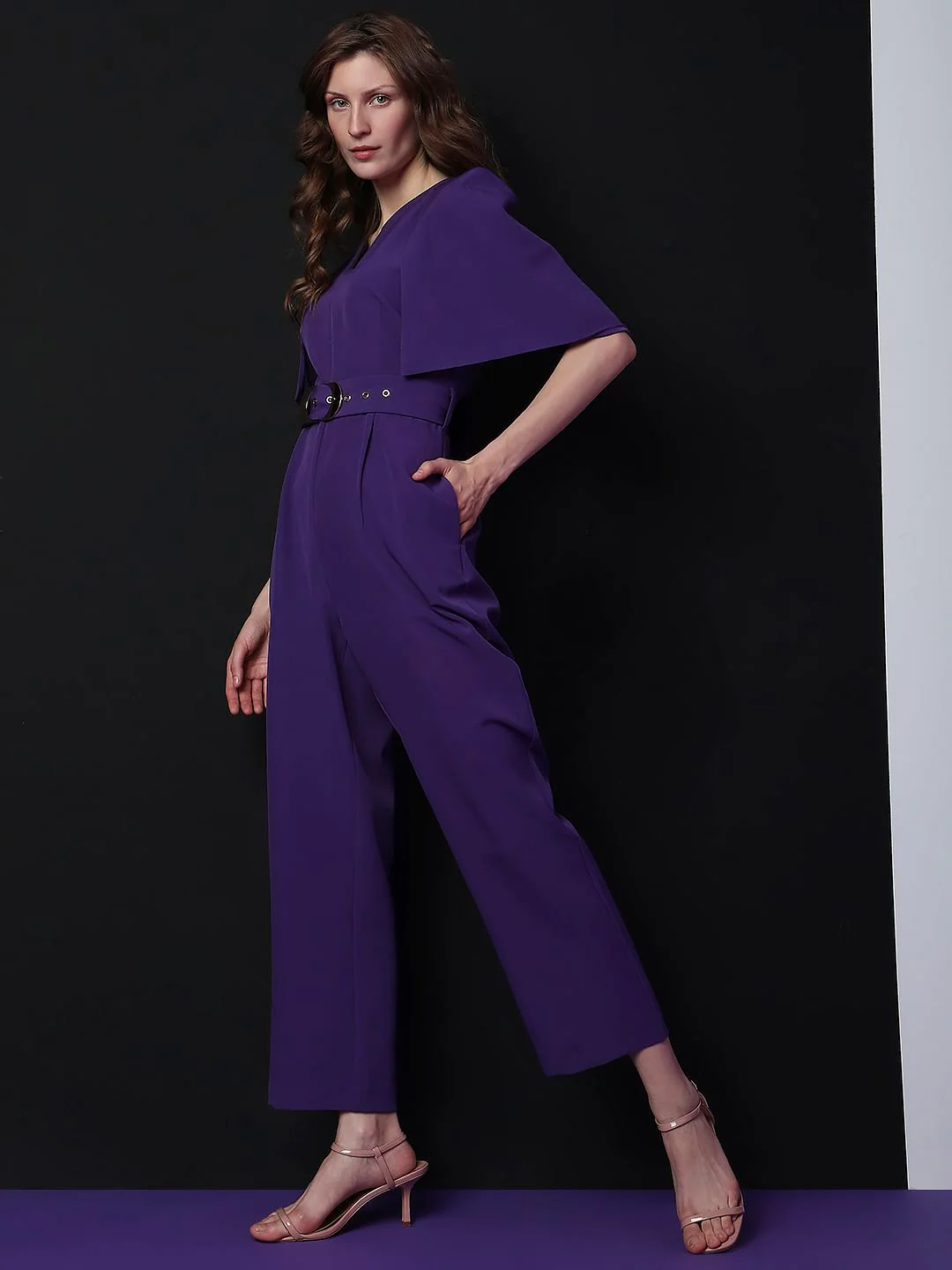 Marquee Purple Cape Jumpsuit - Image 3