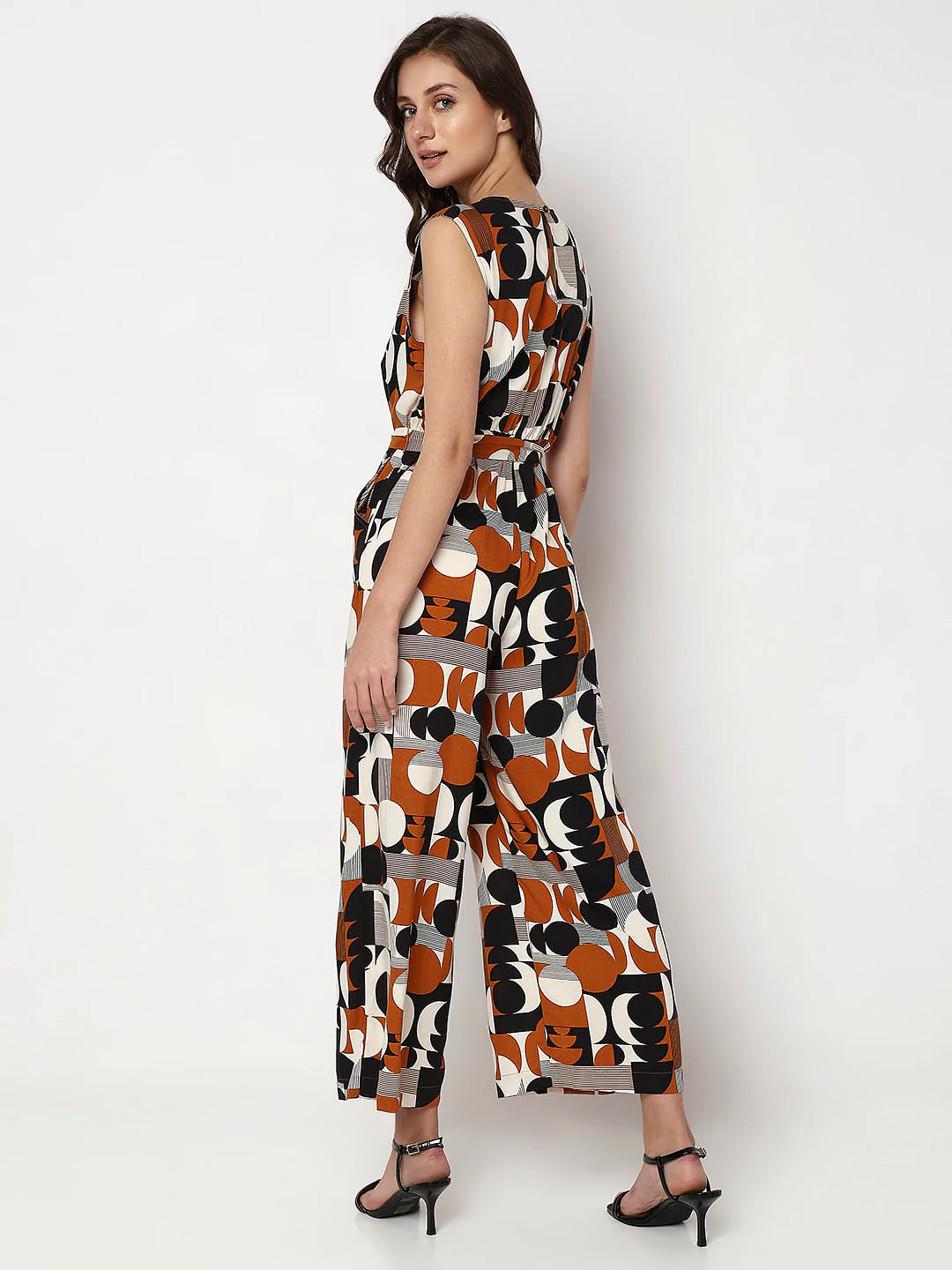 Brown Geometric Print Jumpsuit - Image 4