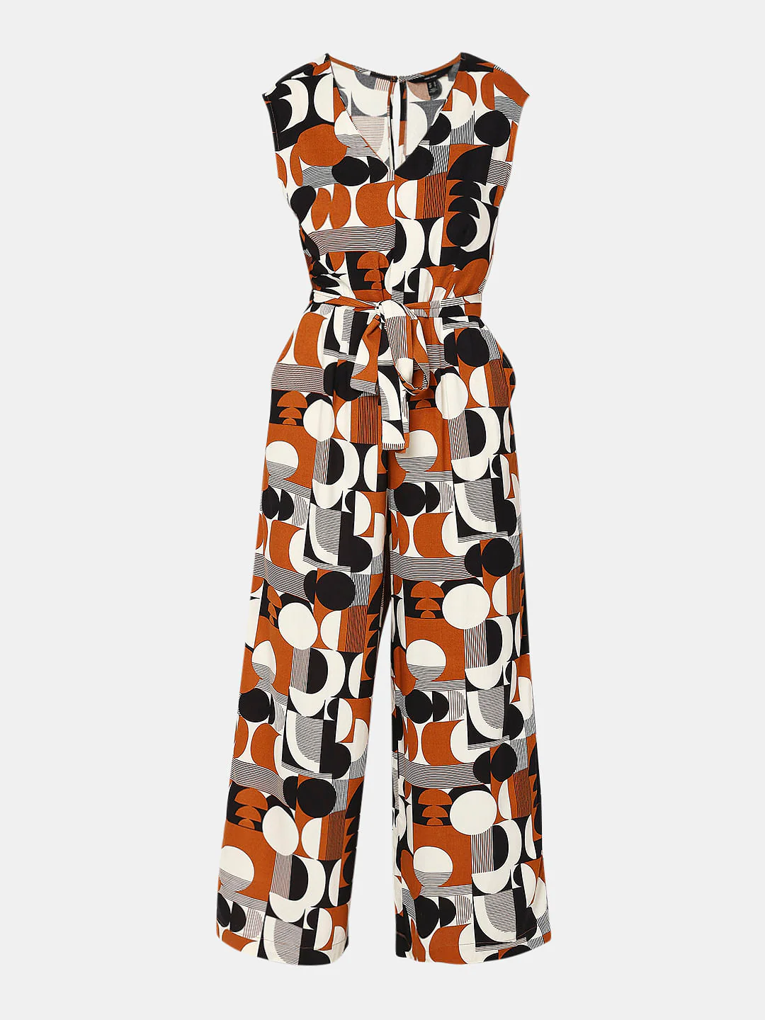 Brown Geometric Print Jumpsuit - Image 6