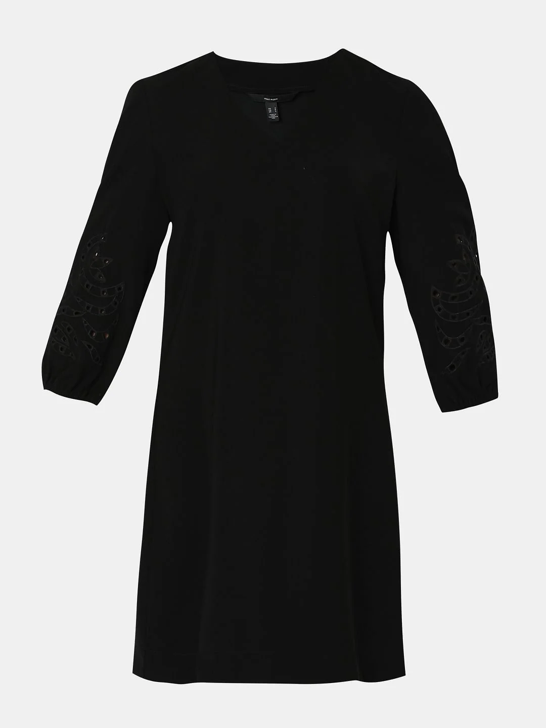 Black Embroidered Sleeves Mini Dress - Image 7