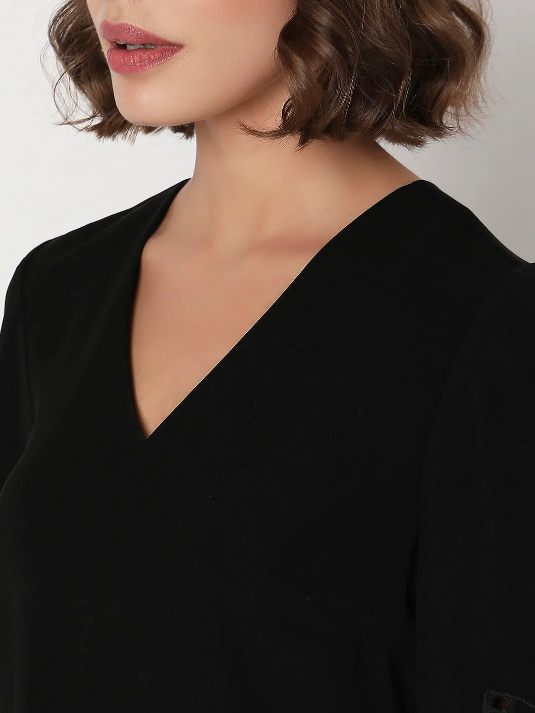 Black Embroidered Sleeves Mini Dress - Image 8