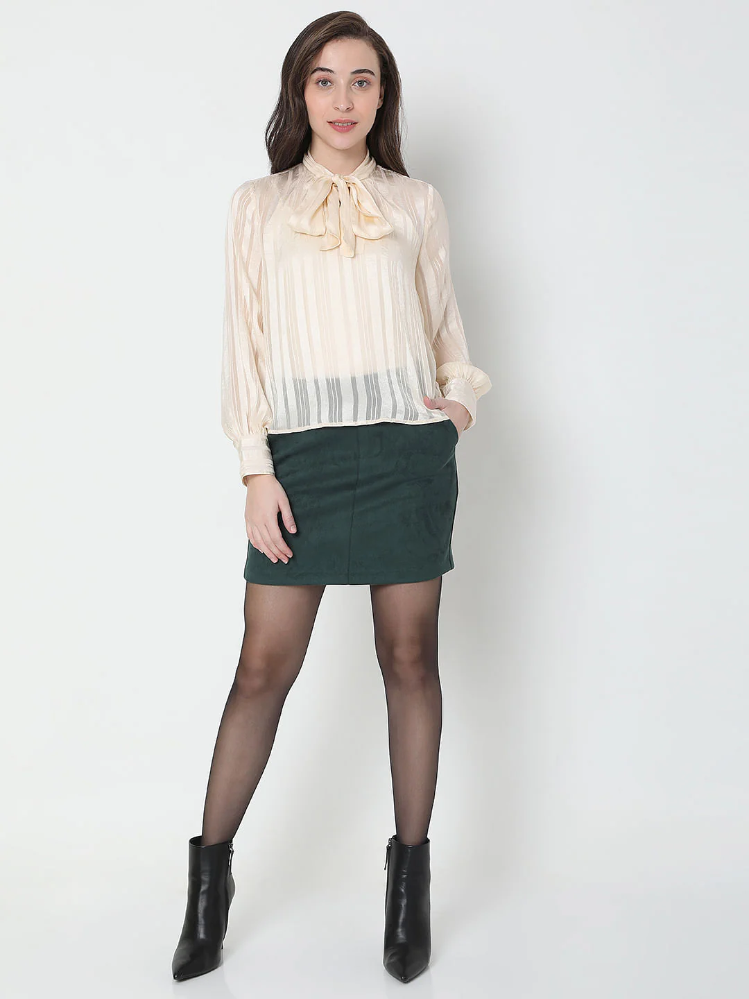 Beige Striped Satin Top - Image 5