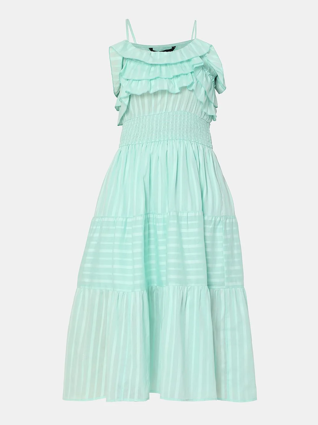 Green Striped Strappy Midi Dress - Image 6