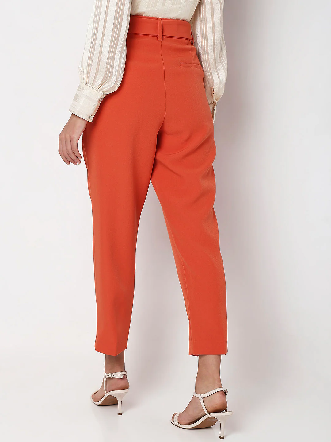 Orange High Rise Slim Fit Pants - Image 3