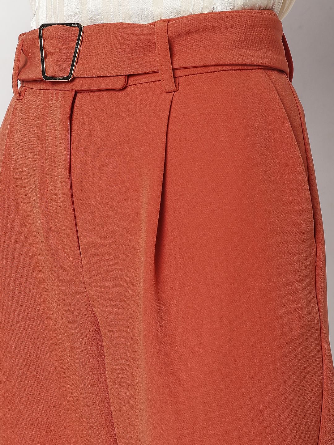 Orange High Rise Slim Fit Pants - Image 7