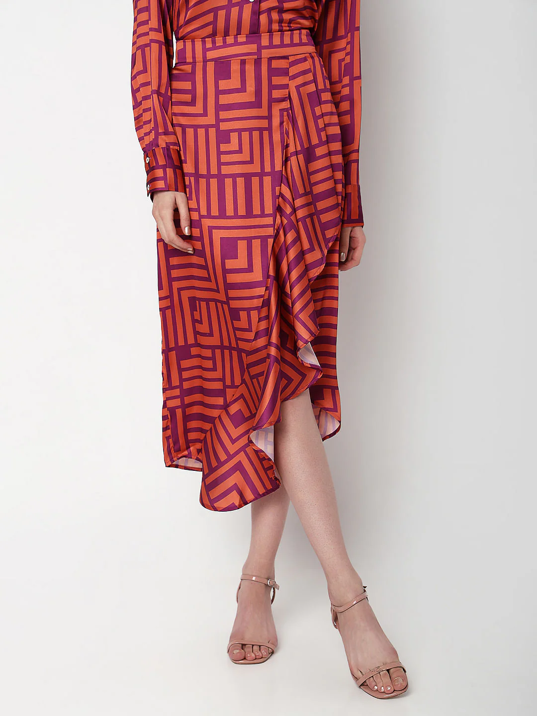 Coral High Rise Abstract Print Skirt - Image 2