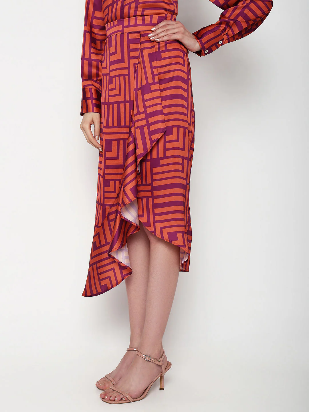 Coral High Rise Abstract Print Skirt - Image 3