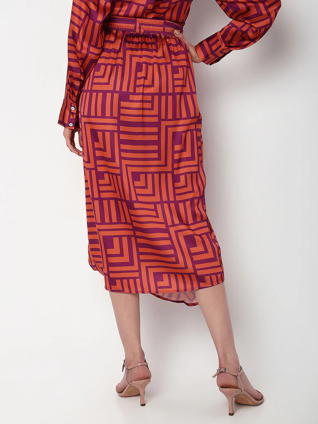 Coral High Rise Abstract Print Skirt - Image 4