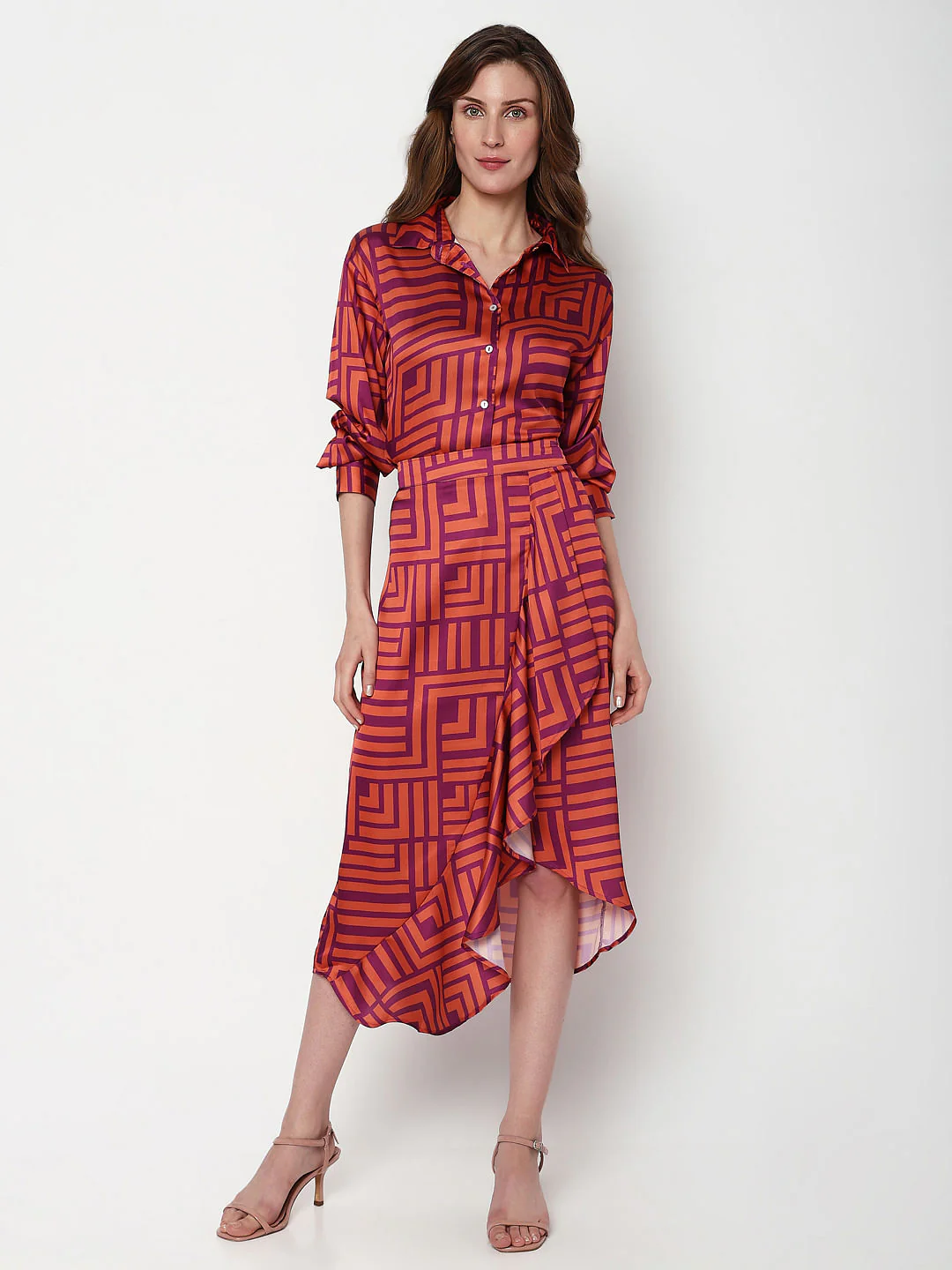 Coral High Rise Abstract Print Skirt - Image 5