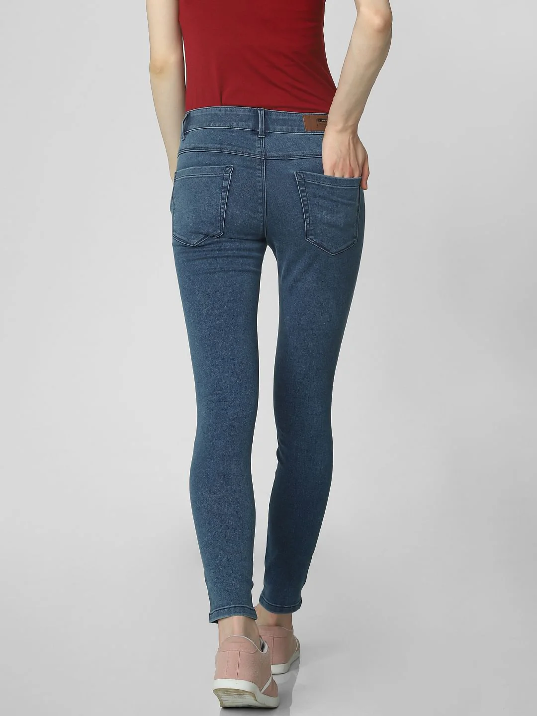 Blue Mid Rise Ankle Length Skinny Fit Jeggings - Image 4