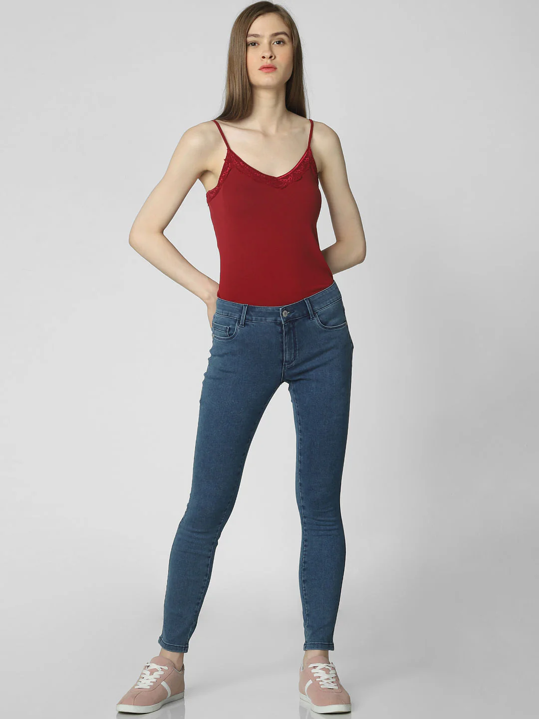 Blue Mid Rise Ankle Length Skinny Fit Jeggings - Image 5