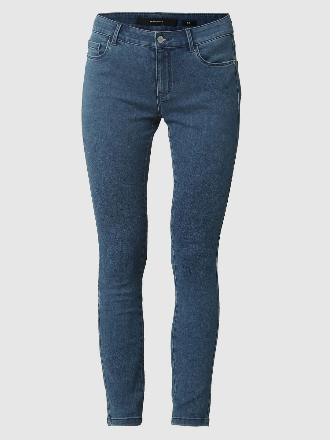 Blue Mid Rise Ankle Length Skinny Fit Jeggings - Image 7