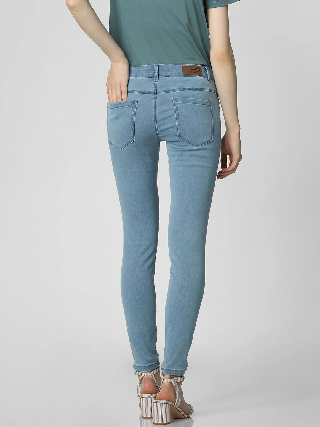 Blue Mid Rise Ankle Length Skinny Fit Jeggings - Image 4